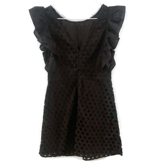 Pam & Gela Black Eyelet Dress With Ruffle Sleeve 4 - Picture 5 of 10